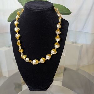 Vintage Artglass And 14 K Bead Necklace
